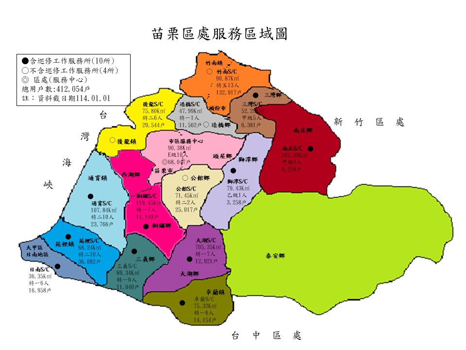 苗栗區處服務區域圖